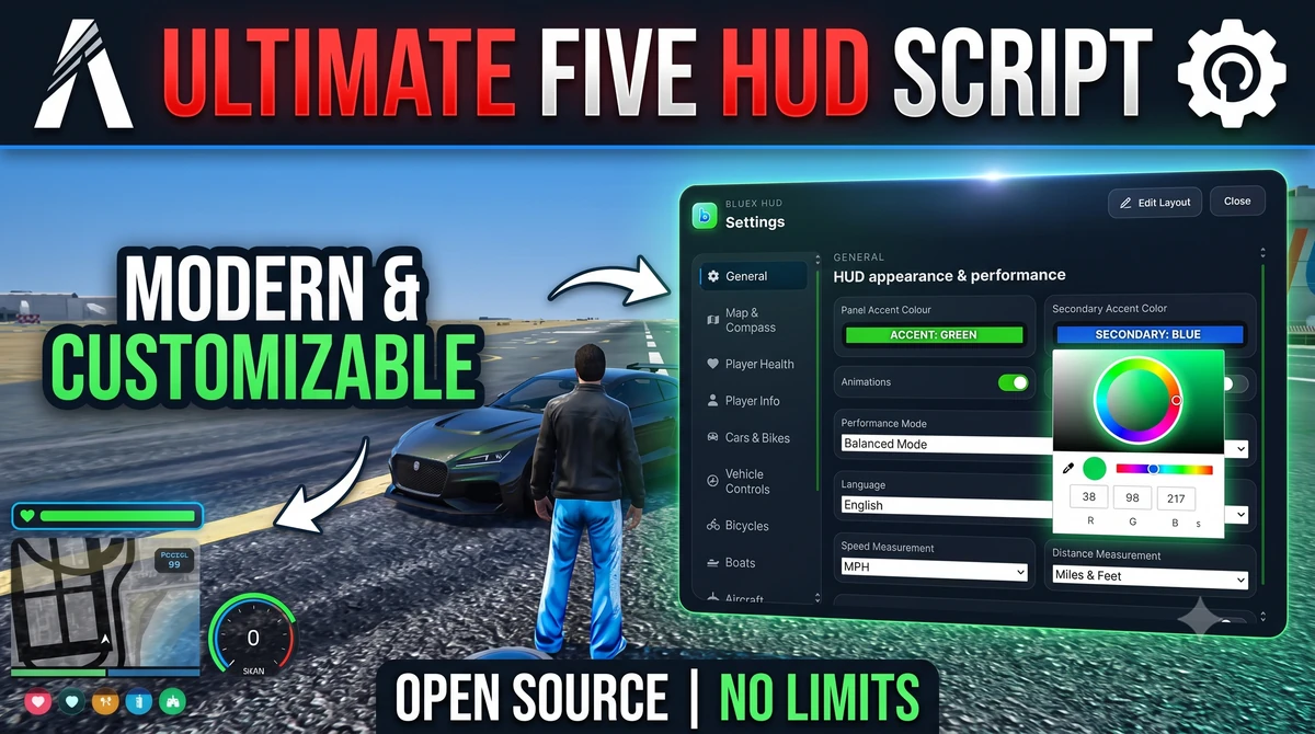 Advanced FiveM HUD Script | Modern Customizable HUD | Open Source